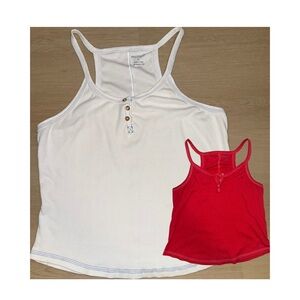 Bundle Pilcro layering tank tops XL red and white solid tanks